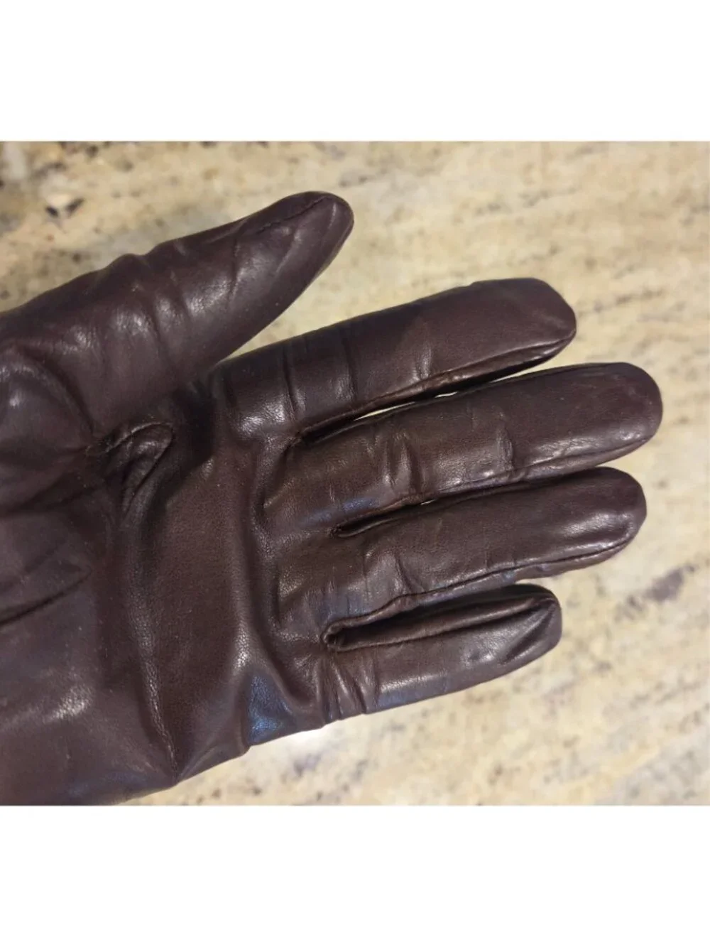 Vintage Womens Size M 7 Brown Leather Knit Lined Gloves Grandoe